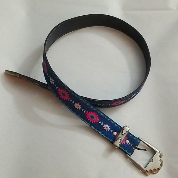 Southwestern Print Boho Blue & Pink Waist Belt - Picture 3 of 7